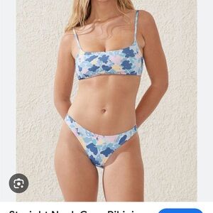 Cotton On Body Blue Floral Bikini Top Only